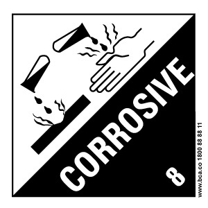 Corrosive 8 Small warning label